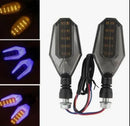 2Pcs Universal Motorbike LED Indicators - Multi-Color DRL (Red, White, Blue) with Amber Sequential Turn Signals - Waterproof 12V Flasher for All Bikes