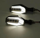 2Pcs Universal Motorbike LED Indicators - Multi-Color DRL (Red, White, Blue) with Amber Sequential Turn Signals - Waterproof 12V Flasher for All Bikes