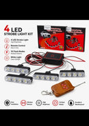 Remote Control Flasher For Bikes & Cars | Car Grill Flasher, White Flasher For All Cars & Jeep 4x4, Strobe Light-4 Pcs With Remote